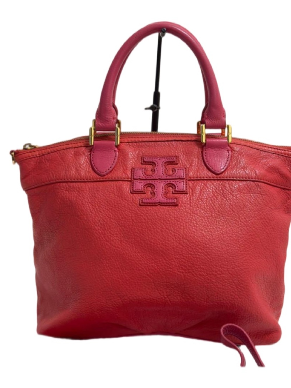 Tory Burch Coral-Pink Leather Top-Handle Tote